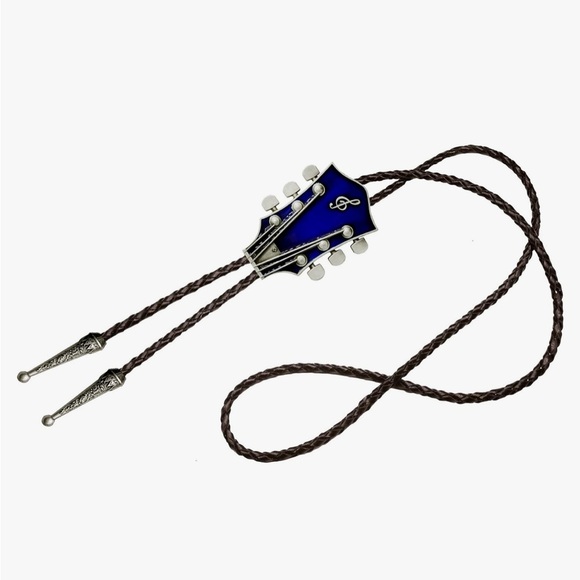 Guitar head bolo tie, unique music lariat necktie/ necklace - Picture 2 of 4
